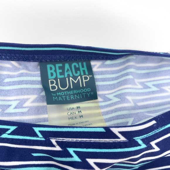 Motherhood Maternity Beach Bump Tankini Bikini Set Blue Aztec Print Size Medium - Picture 11 of 11